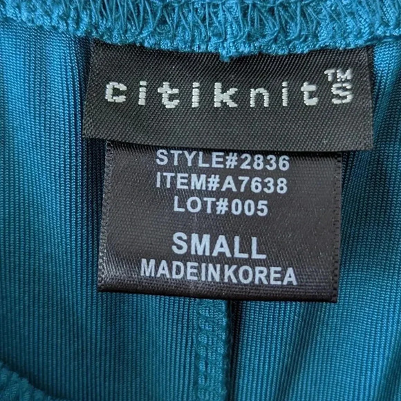 Citiknits Pull On Pants Women's Size Small Slinky Sand Mesh Stretchy Teal Green - Picture 4 of 9